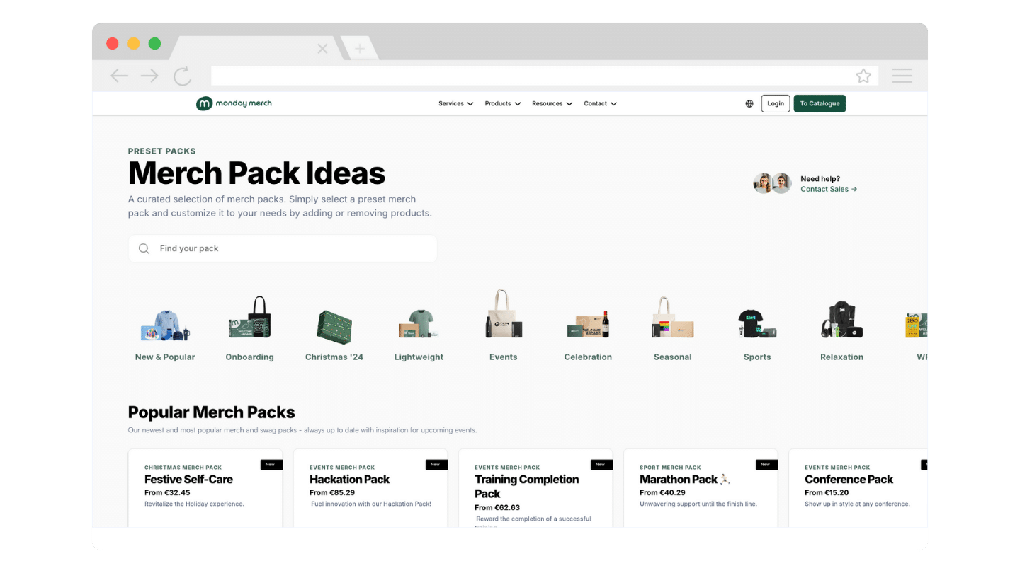 Screenshot of B2B marketplace Mondaymerch.com