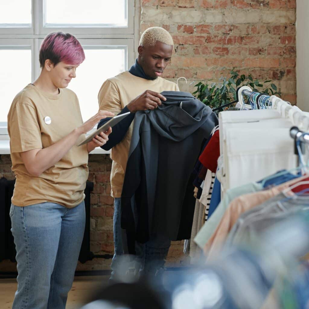 Two people who have created an online second-hand marketplace