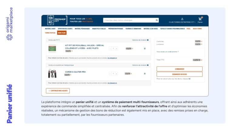 Fédération Française de Tennis (FFT) + Marketplace + Centrale d'achat