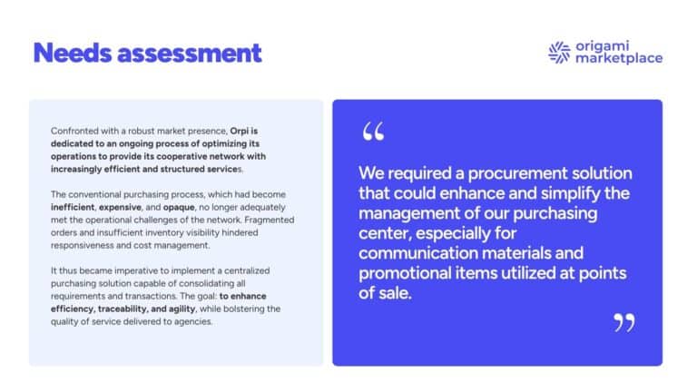 Screenshot of the use case on Orpi, a central purchasing office for a franchised French estate agency network
