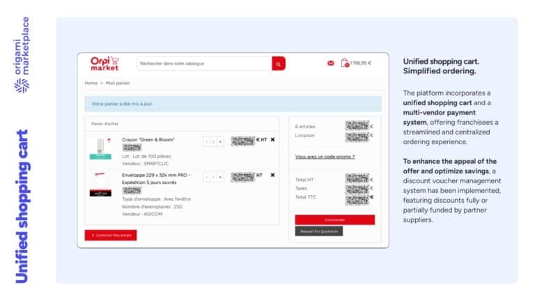 Screenshot of the use case on Orpi, a central purchasing office for a franchised French estate agency network